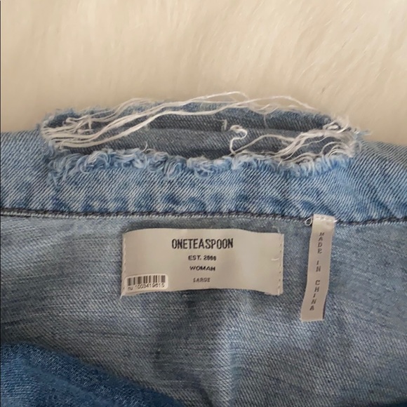 One Teaspoon Button Down Distressed Chambray  Top - Picture 7 of 16